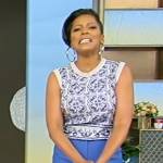 Tamron’s blue floral tank top on Tamron Hall Show