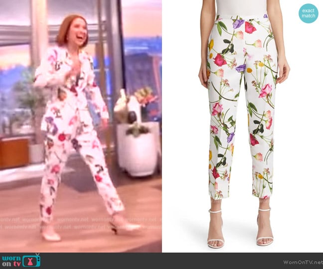 Ted Baker Ziaaht Floral Tapered Trousers worn by Ellie Kemper on The View