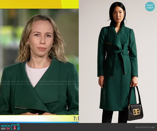 Ted Baker Rose Wool Wrap Coat worn by Britt Clennett on Good Morning America