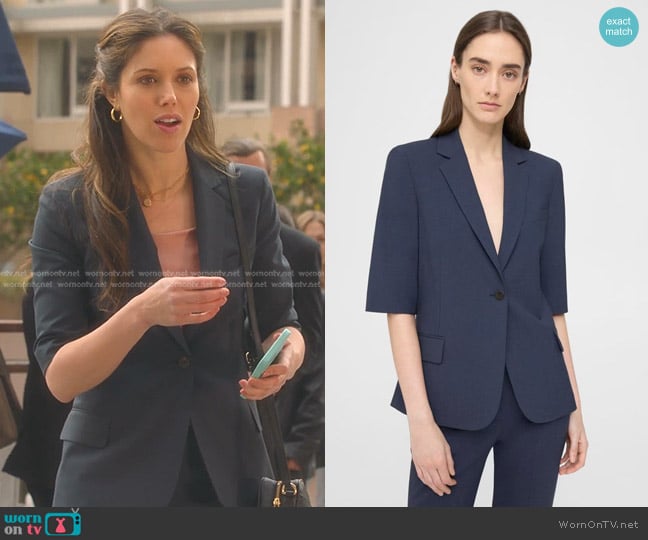 Theory Stretch Wool Blazer in Nocturne Navy