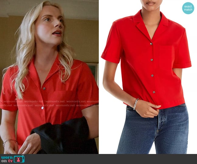 Theory Short Sleeve Camp Shirt worn by Sylvie Brett (Kara Killmer) on Chicago Fire