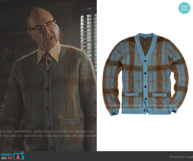 Todd Snyder Mohair Plaid Cardigan worn by (Malcolm Stewart) on Riverdale