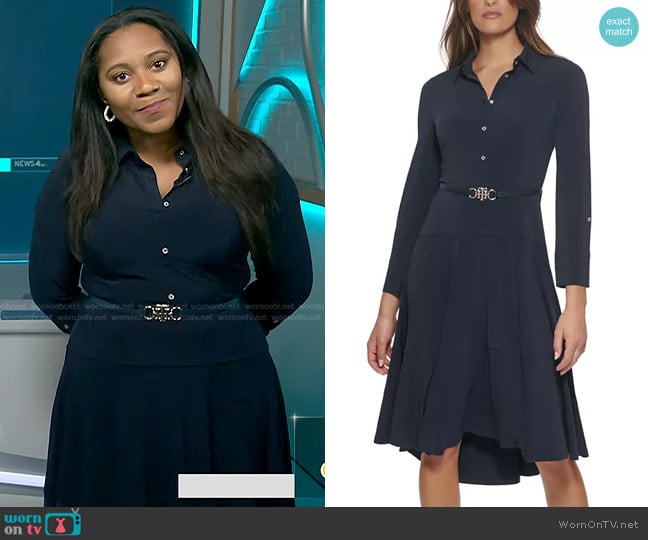 Tommy Hilfiger Belted Jersey Shirtdress worn by Kay Angrum on NBC News Daily