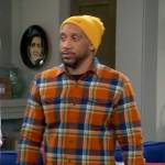 Trey’s orange plaid shirt on The Neighborhood