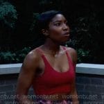 Trina’s pink printed leggings on General Hospital