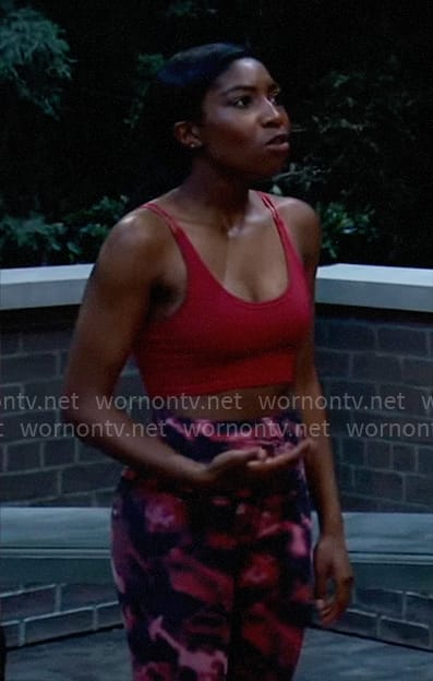 Trina’s pink printed leggings on General Hospital