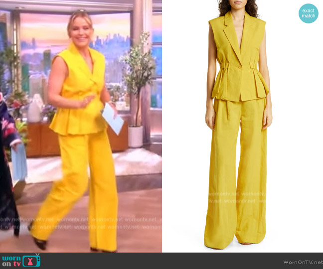 Ulla Johnson Beatriz Notched-Collar Peplum Vest Top worn by Sara Haines on The View