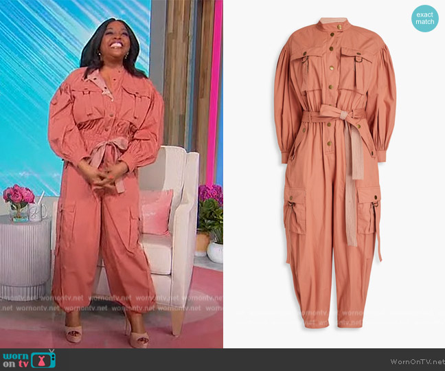 Ulla Johnson Reverie belted cotton-poplin jumpsuit worn by Sherri Shepherd on Sherri