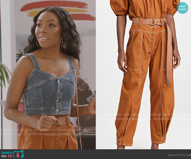 Ulla Johnson Charline Pants worn by Kia Williams (Asjha Cooper) on All American