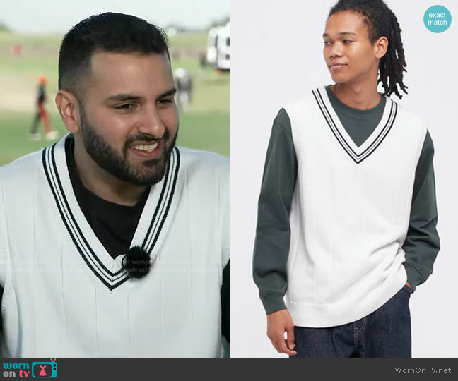 Uniqlo Washable V-Neck Vest worn by Ashan Singh on Good Morning America
