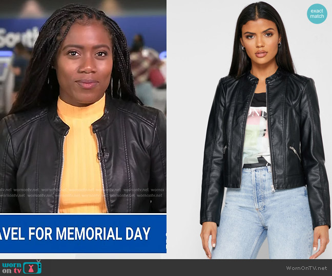 Vero Moda Leather Biker Jacket worn by Priscilla Thompson on NBC News Daily
