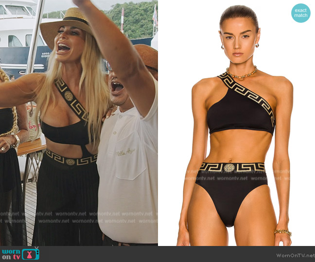 Versace Greca One Shoulder Bikini Top worn by  on The Real Housewives Ultimate Girls Trip