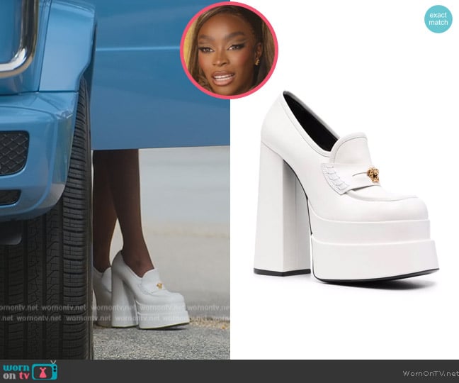 Versace Intrico platform loafers worn by Chelsea Lazkani on Selling Sunset