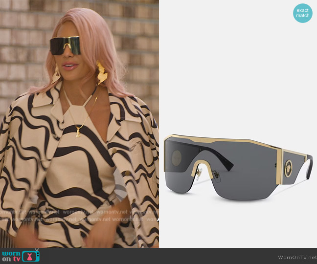 Versace Medusa Halo Shield Sunglasses worn by Amanza Smith on Selling Sunset