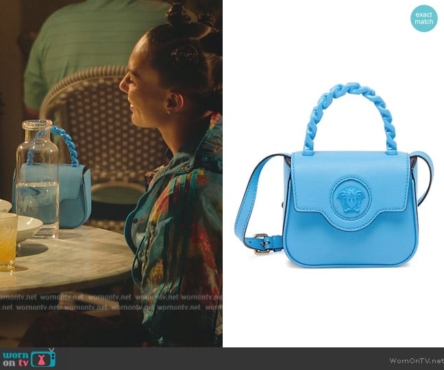 Versace Mini La Medusa Chain Leather Top Handle Bag worn by Amanza Smith on Selling Sunset