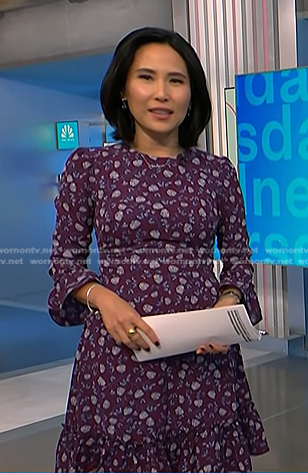 Vicky’s purple floral ruffle dress on NBC News Daily