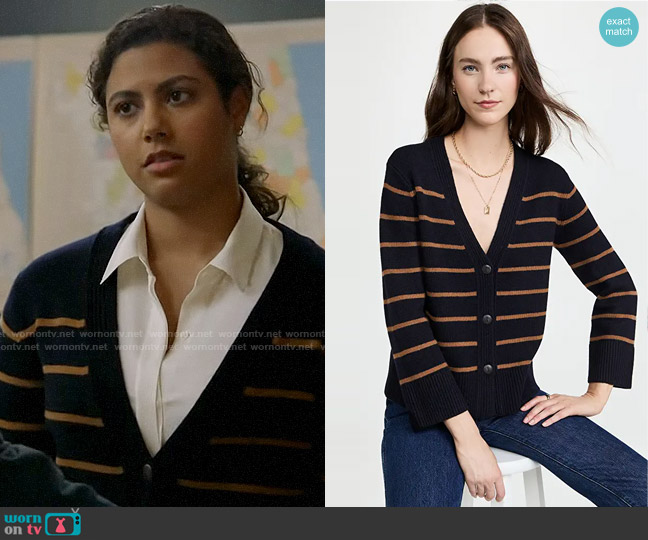 Vince Breton Stripe Cardigan worn by Kylie Estevez (Katelynn Shennett) on Chicago Fire