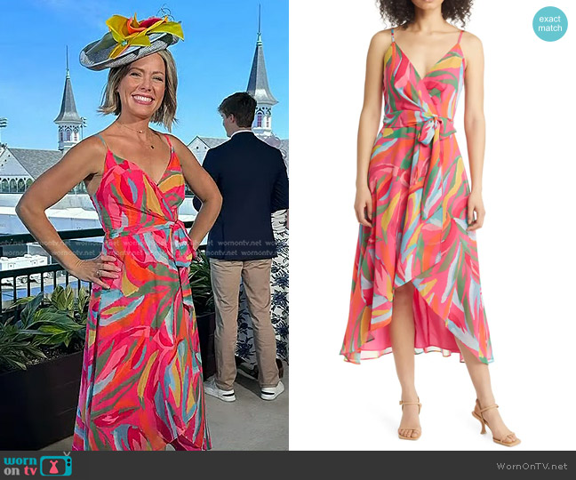 Vince Camuto Abstract Print Wrap Front Chiffon Dress worn by Dylan Dreyer on Today
