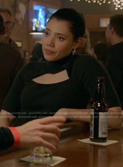 Violet’s black cutout sweater on Chicago Fire