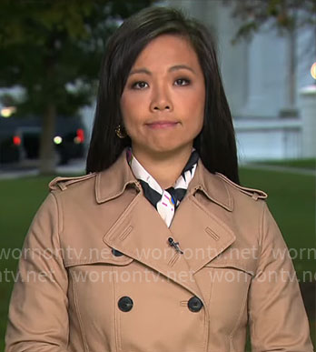 Weijia Jiang’s trench coat on CBS Mornings
