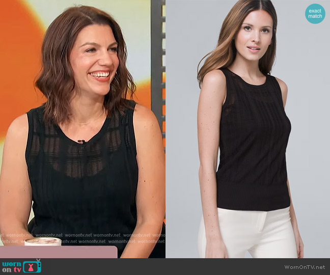 White House Black Market Grid Sweater Tank worn by Katherine Legge on Access Hollywood