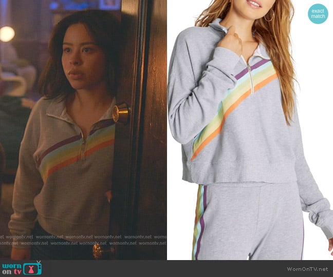 Wildfox Rainbow Half Zip Sweatshirt worn by Mariana Foster (Cierra Ramirez) on Good Trouble
