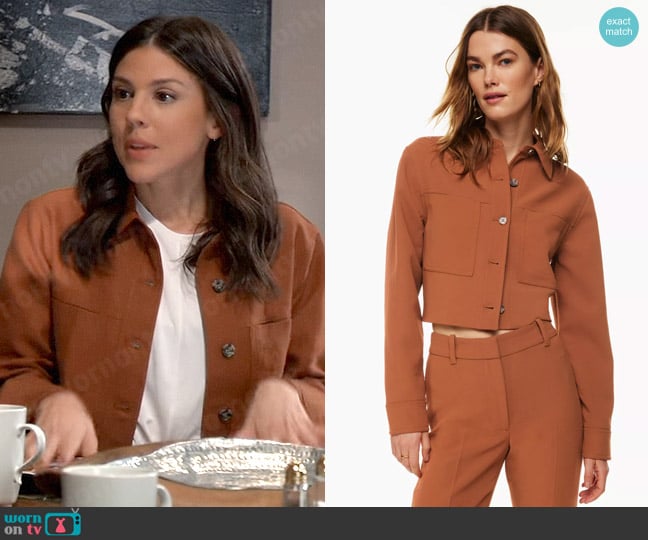 Wilfred Little Cropped Jacket in Anise Brown worn by Kristina Corinthos-Davis (Kate Mansi) on General Hospital