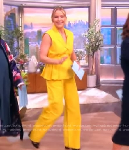 Sara’s yellow peplum vest and pants on The View
