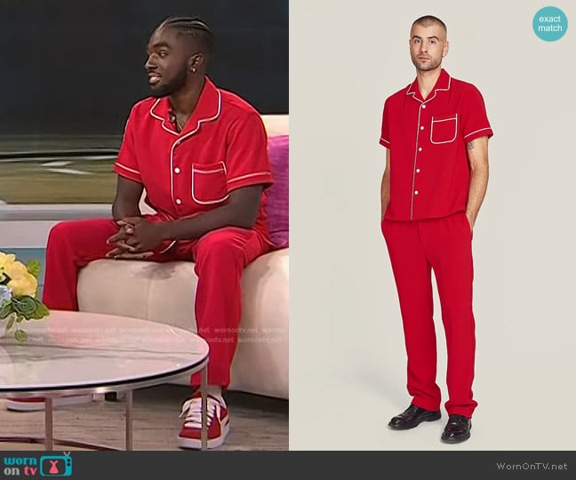 Yony Camp Collar Shirt With Piping worn by Caleb McLaughlin on Today