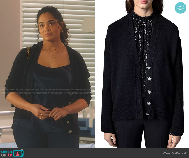 Zadig & Voltaire Star Button Cardigan worn by Natalia (Annelise Cepero) on 9-1-1