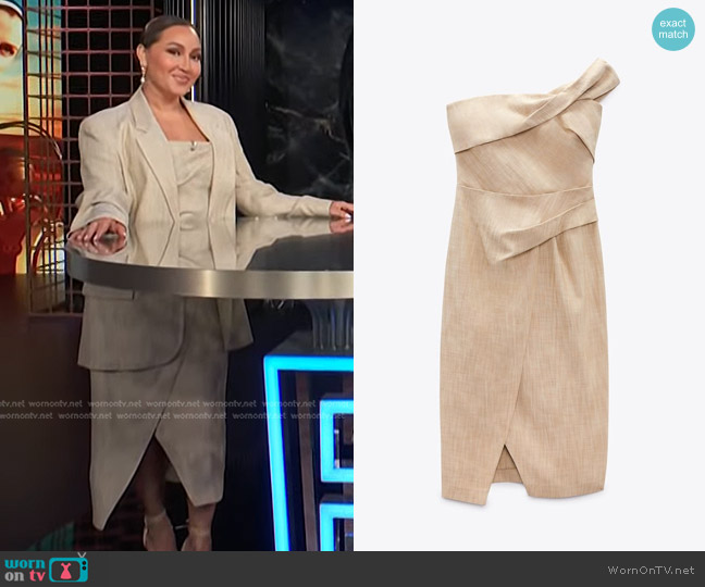 Zara Asymmetrical Slip Dress worn by Adrienne Houghton on E! News