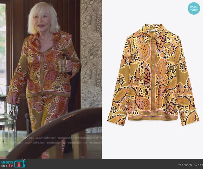 Zara Paisley Print Blouse worn by Margaret Snr on The Real Housewives of New Jersey