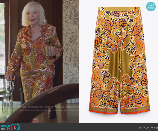 Zara Paisley Print Pants worn by Margaret Snr on The Real Housewives of New Jersey