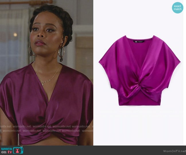 Zara Satin Twist Top worn by Alicia (Pauline Dyer) on All American