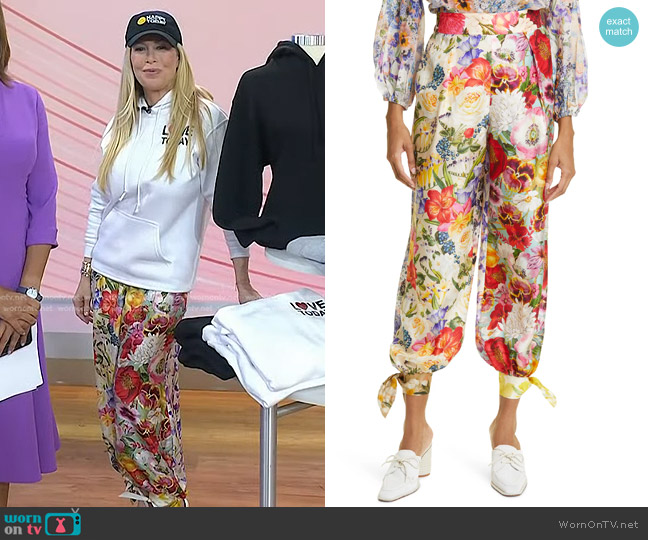 Zimmermann Wonderland Floral Silk Pants worn by Jill Martin on Today