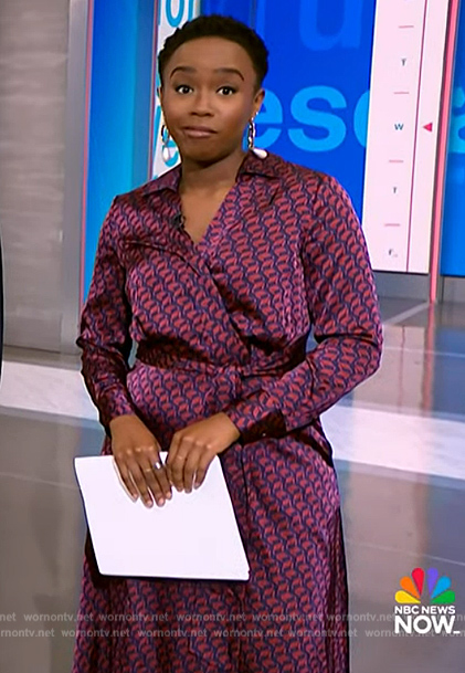 Zinhle Essamuah’s red geometric print dress on NBC News Daily