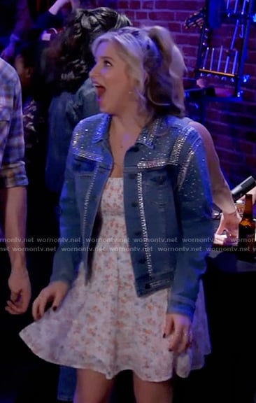 Zoey’s rhinestone studded denim jacket on Call Me Kat