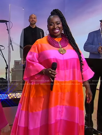 Abena Koomson-Davis’s pink striped dress on Good Morning America