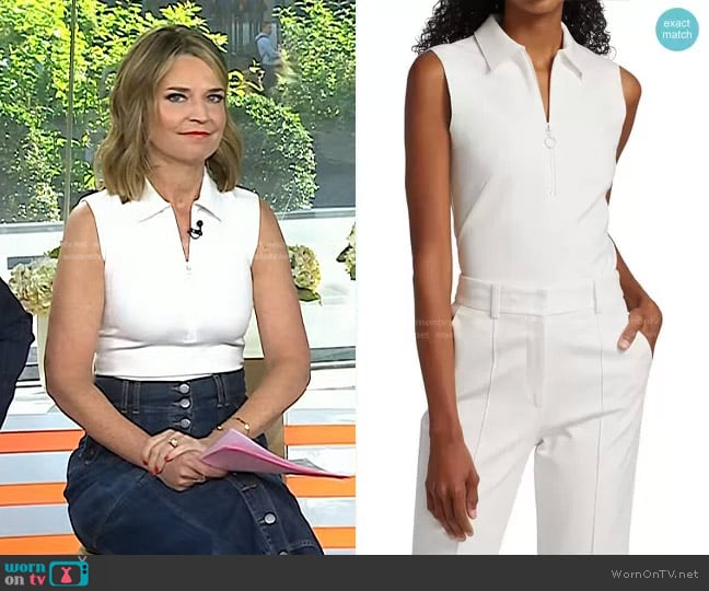 Akris Punto Sleeveless Zip Polo Shirt worn by Savannah Guthrie on Today
