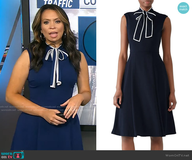 Alexia Admor Tie Neck Dress in Navy worn by Adelle Caballero on Today