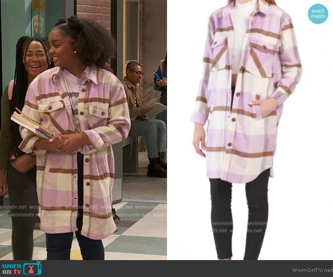 Blank NYC Plaid Shacket worn by (Laya DeLeon Hayes) on Ravens Home