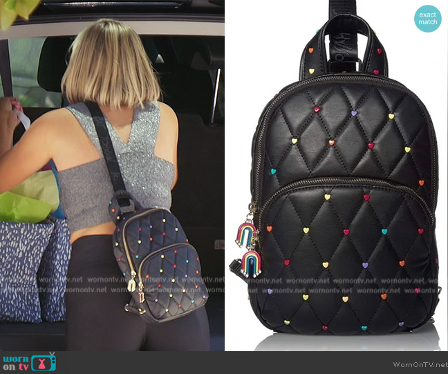 Betsey Johnson Candy Hearts Sling Bag worn by Gina Kirschenheiter on The Real Housewives of Orange County