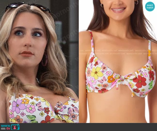 California Waves Printed Underwire Bralette Bikini Top worn by Josslyn Jacks (Eden McCoy) on General Hospital