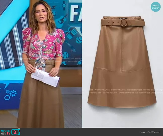 Zara Cape Skirt with Belt worn by Rebecca Jarvis on Good Morning America