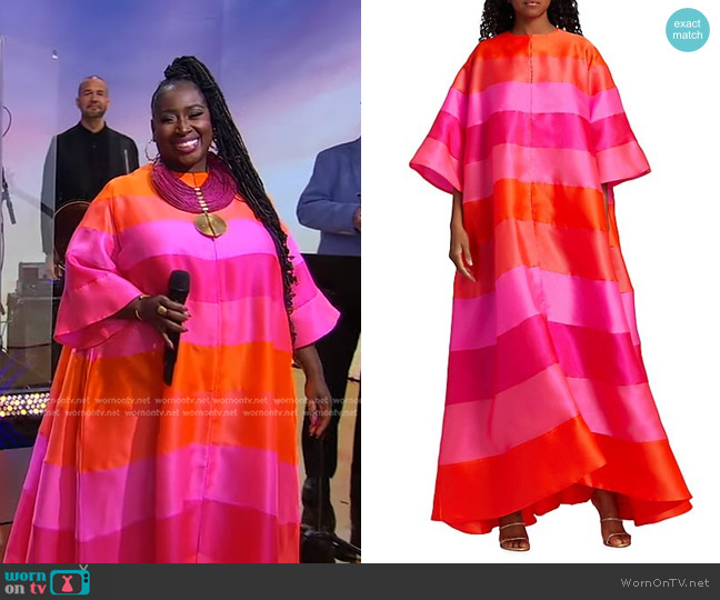 Colorblock Opera Coat Christopher John Rogers worn by Abena Koomson-Davis on Good Morning America