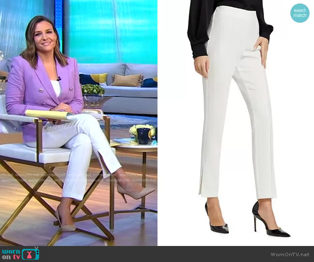 Cinq a Sept Brianne Pintuck Crepe Pants in Ivory worn by Mary Bruce on Good Morning America