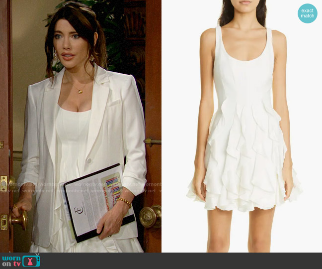 Cinq a Sept Madlin Dress in Ivory worn by Steffy Forrester (Jacqueline MacInnes Wood) on The Bold and the Beautiful