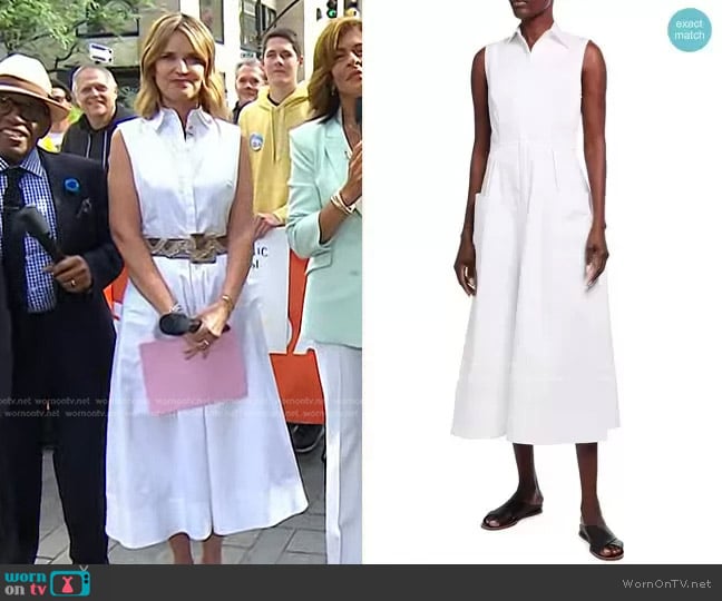 Co Sleeveless Maxi Shirtdress with Pockets worn by Savannah Guthrie on Today