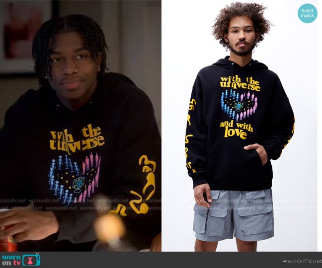 Coney Island Picnic Eco Universal Love Hoodie worn by Zeke (Ceyair J Wright) on Grown-ish