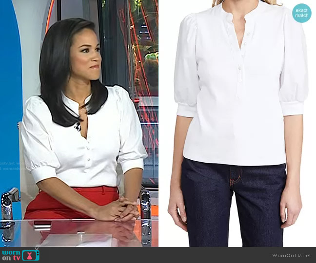 Veronica Beard Coralee Top worn by Laura Jarrett on Today